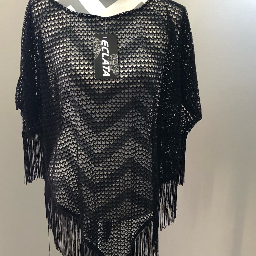 🏖New Gorgeous knitted fringed Poncho cover up